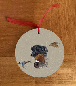 Black Labrador Hunting Themed Hanging Decoration