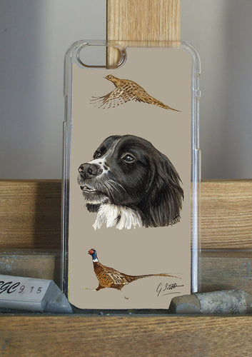 Black Spaniel with Pheasants Hunting Themed Phone Case