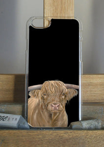 Highland Cow With Black Bacgkround Phone Case