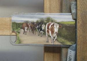 Herd Of Cows Walking Country Lane Phone Case