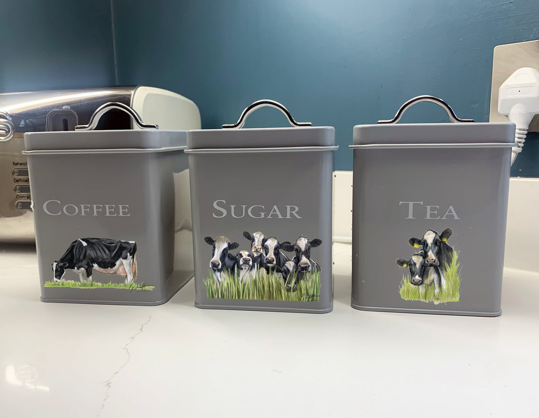 Set Of Three - Coffee, Tea and Sugar Jar - Friesian