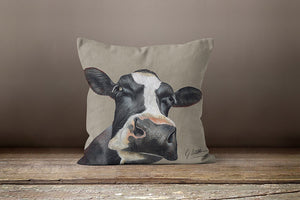 Friesian Cows Head Square Cushion
