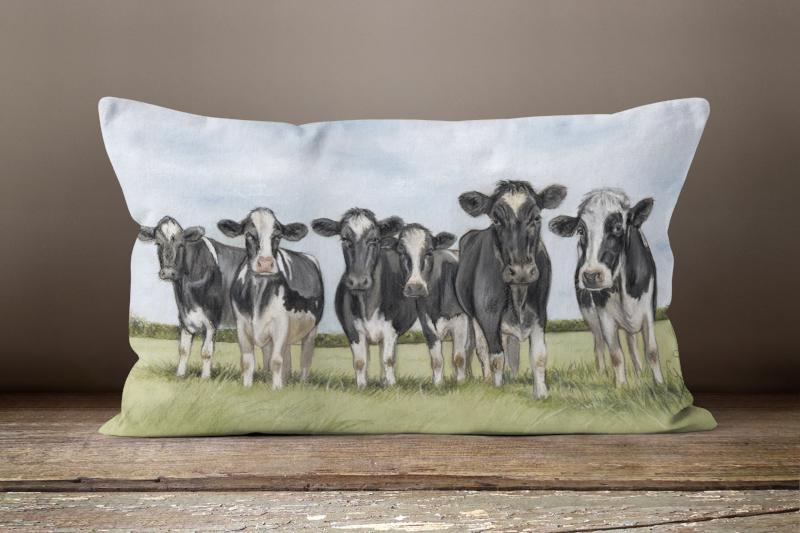 Herd Of Friesian Cows Oblong Cushion
