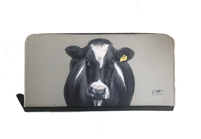 Friesian Cow With Tag Zipped Purse