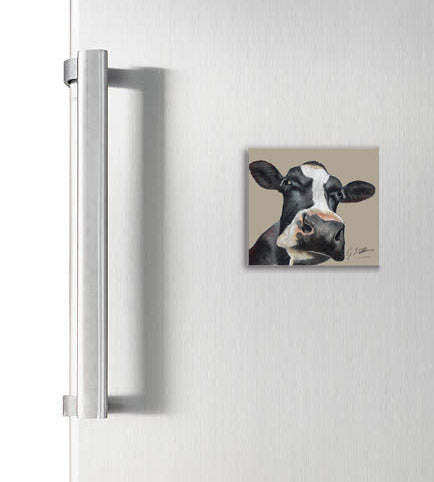 Friesian Cow Head Square Magnet