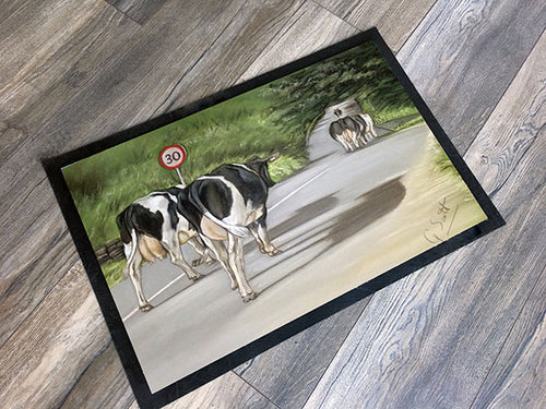 Cows Walking Road Floor Mat