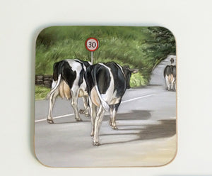 Cows Walking down Road Coaster