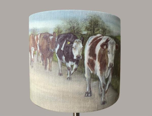 Mixed Cows Walking on Road Lampshade