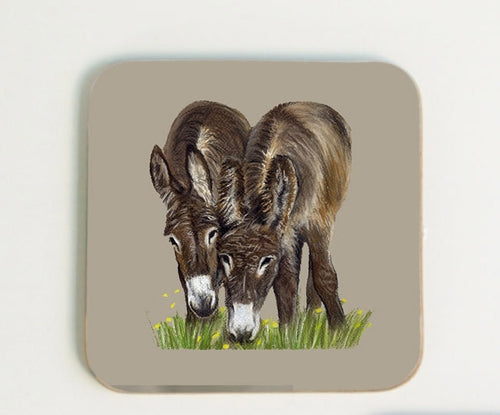 Donkeys Grazing Coaster