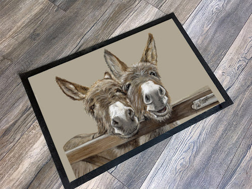 Donkeys Over Gate Floor Mat