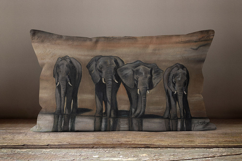 Herd Of Elephants Oblong Cushion