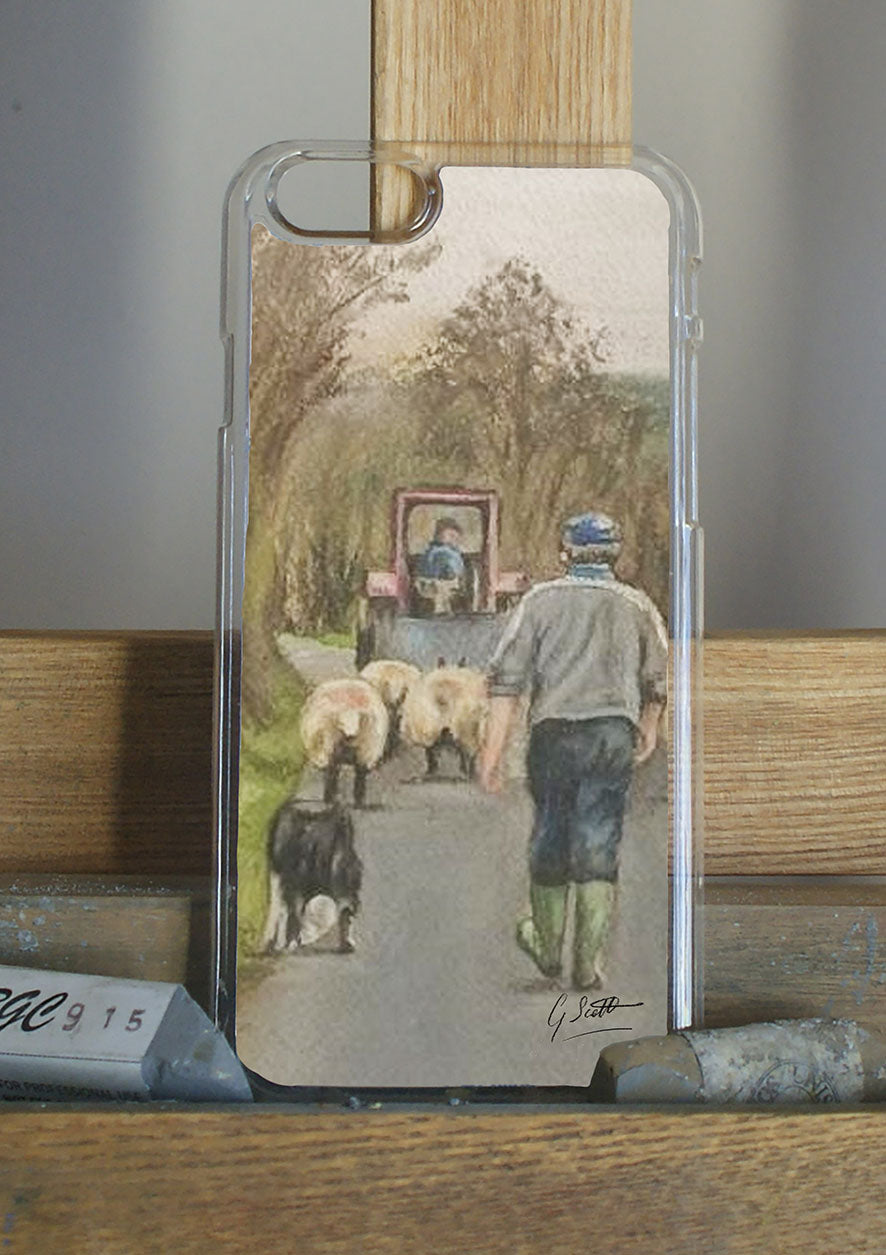 Farmer With Tractor And Sheep Phone Case
