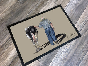 Farmer Walking With Cow Floor Mat
