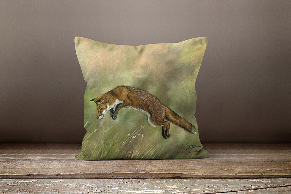 Leaping Fox Square Cushion