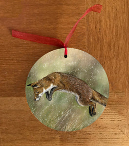 Fox Leaping Christmas Hanging Decoration