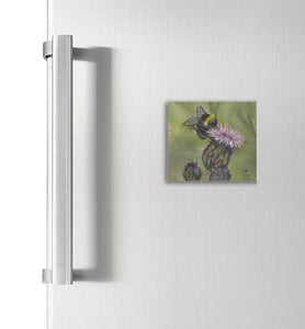 Bee On Thistle Garden Bird Square Magnet