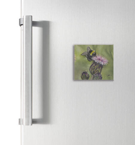 Bee On Thistle Garden Bird Square Magnet