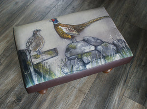 Hen And Cock Pheasant Footstool