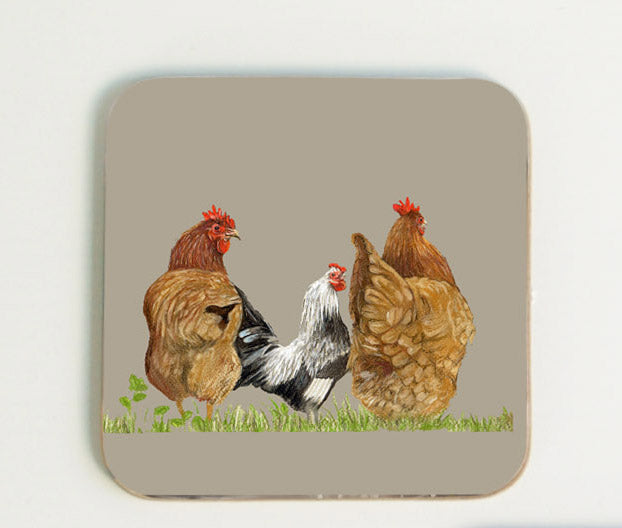 Trio of Hens Coaster
