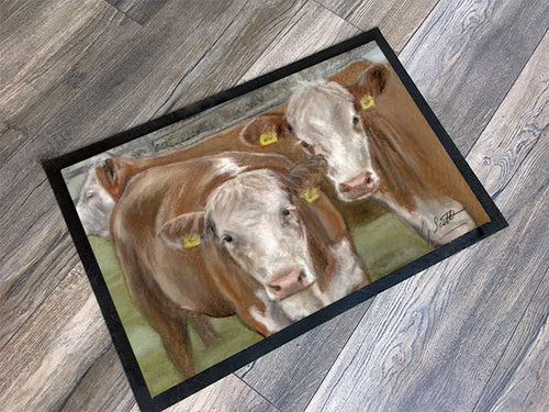 Hereford Cows Floor Mat