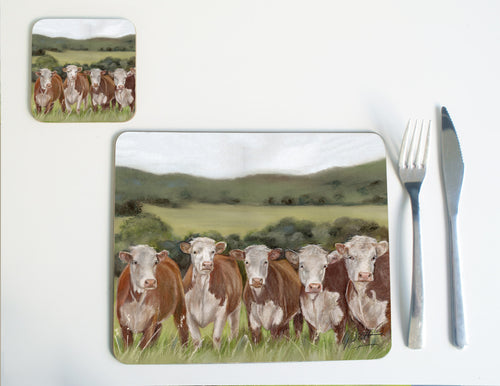 Row Of Hereford Cows Placemat