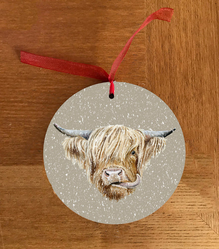 Highland Cow Christmas Hanging Decoration