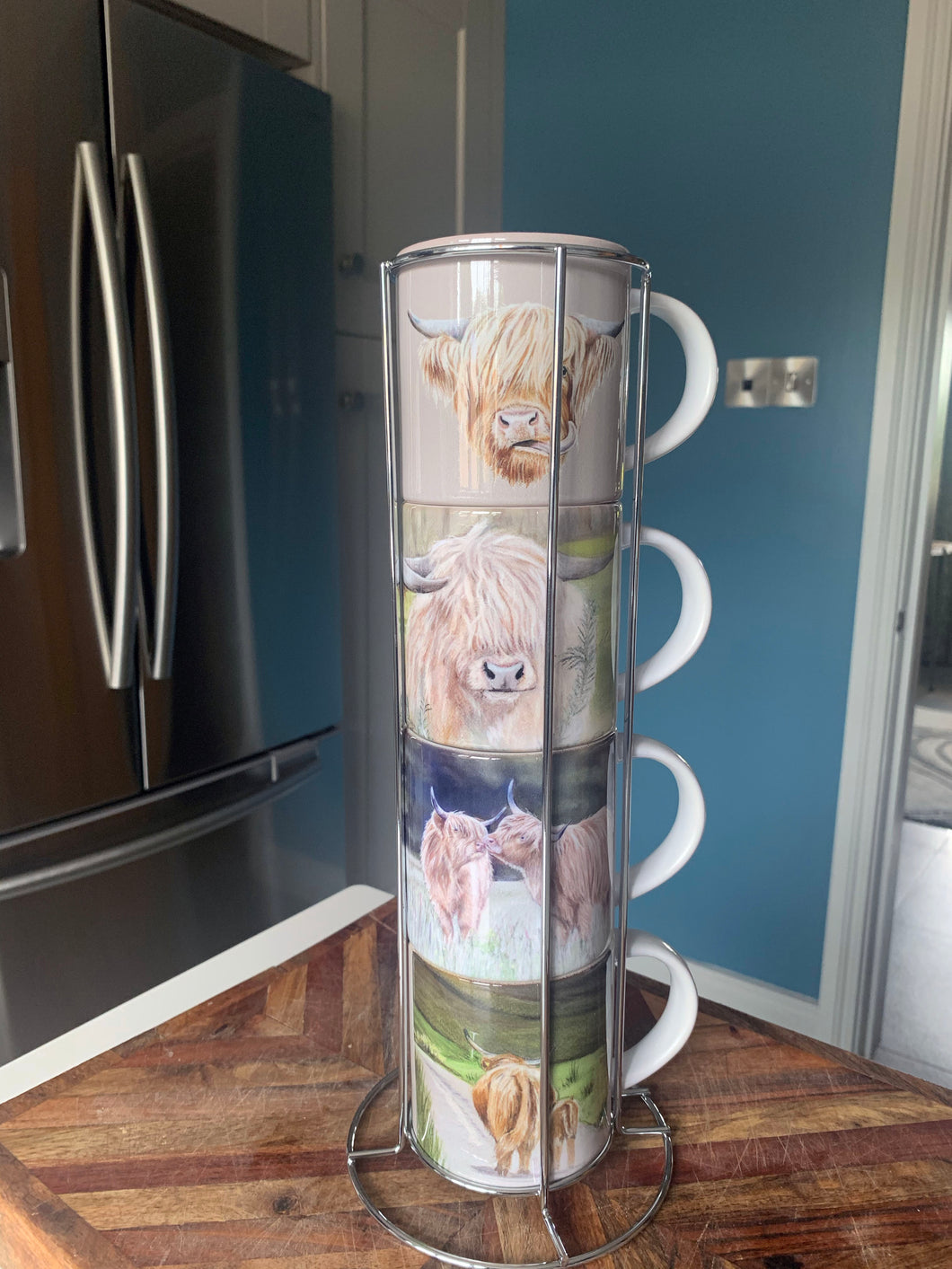 Stacker Mug Set of Four - Highland Cow Themed