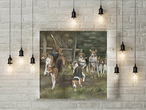 Hounds Hunting Scene Limited Edition Canvas Print