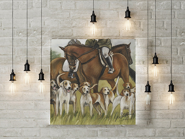 Horse And Hounds Hunting Limited Edition Canvas Print