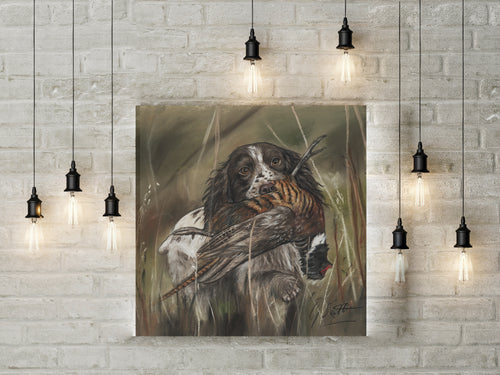 Spaniel With Pheasant Hunting Limited Edition Canvas Print