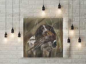 Spaniel With Pheasant Hunting Limited Edition Canvas Print