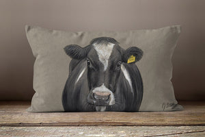 Friesian Cow With Tag Oblong Cushion