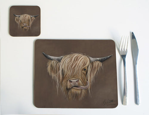 Highland Cow with Brown Background Placemat