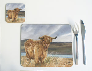 Highland Cow with Mountains Placemat