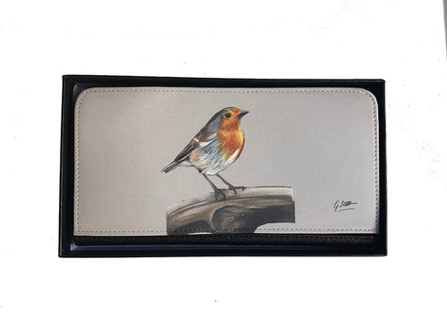 Robin On Spade Garden Bird Zipped Purse