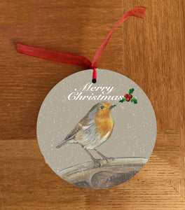 Robin On Spade Garden Bird Hanging Decoration