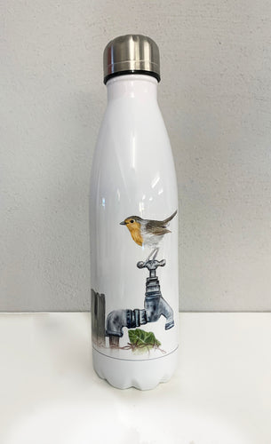 Robin On Tap Garden Bird Water Bottle Flask