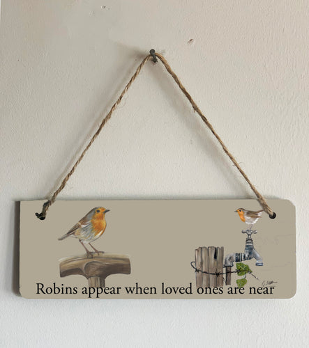 Robin Garden Birds Hanging Sign