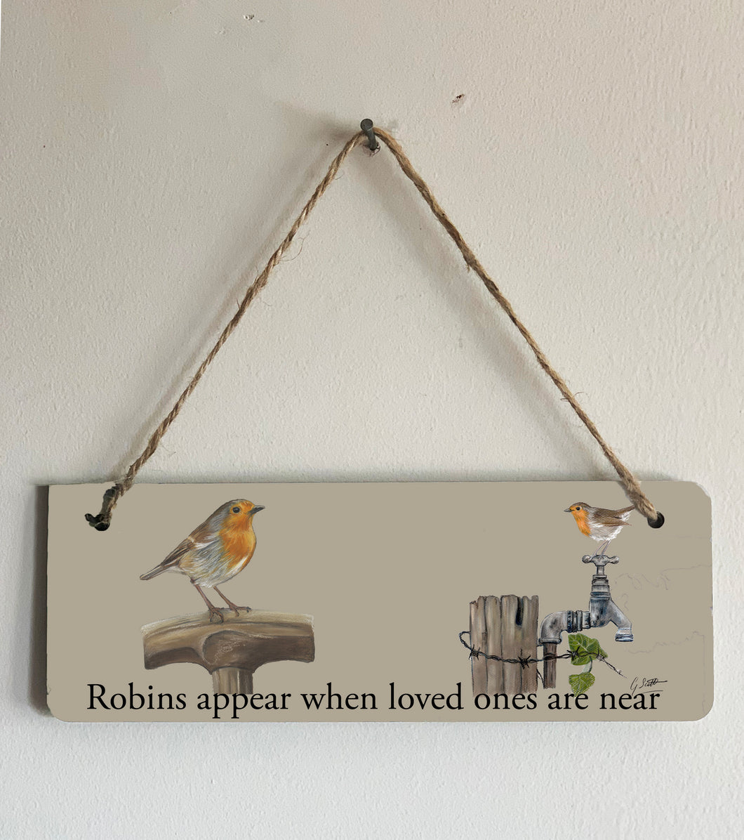 Robin Garden Birds Hanging Sign
