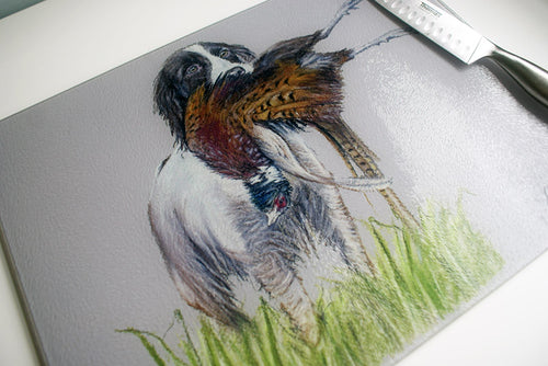 Spaniel With Pheasant Worktop Saver