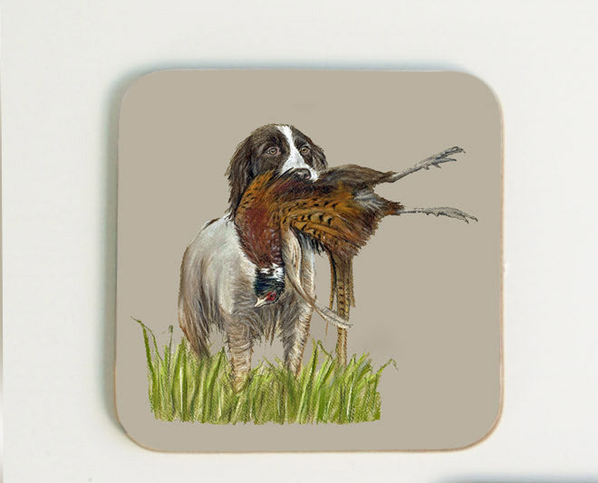 Spaniel with Pheasant Coaster