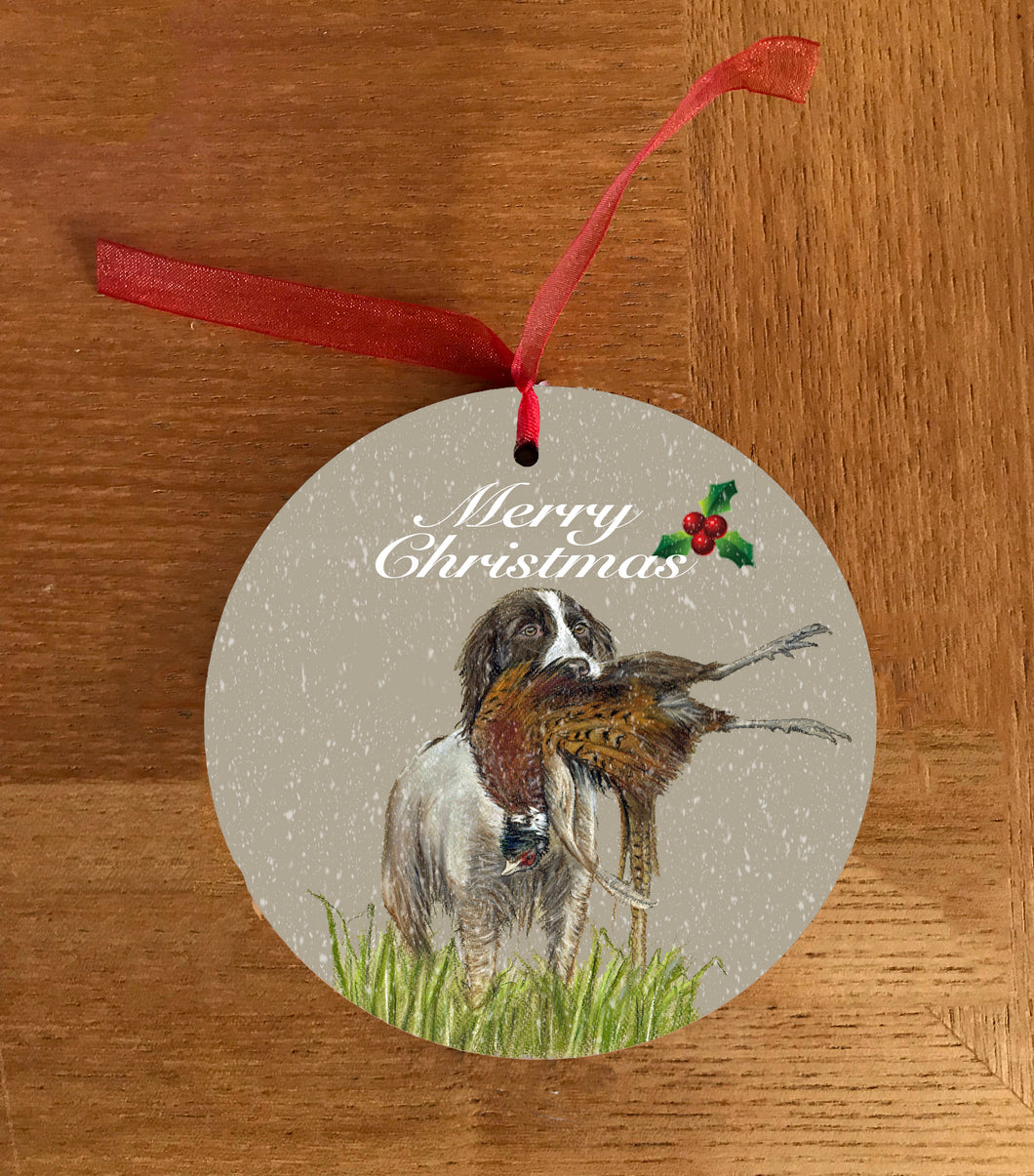 Spaniel With Pheasant Hanging Decoration