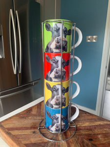 Stacker Mug Set of Four - Friesian Cow Themed