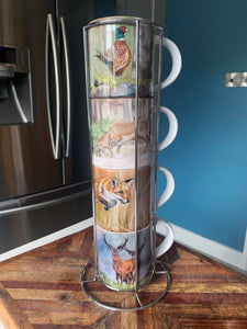 Stacker Mug Set of Four - Pheasant, Fox and Stags