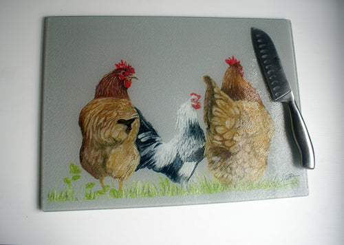 Trio Of Hens Farming Themed Worktop Saver