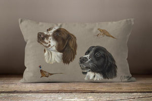 Spaniels And Pheasants Oblong Cushion