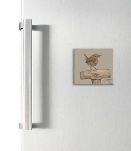 Wren On Spade Garden Bird Square Magnet